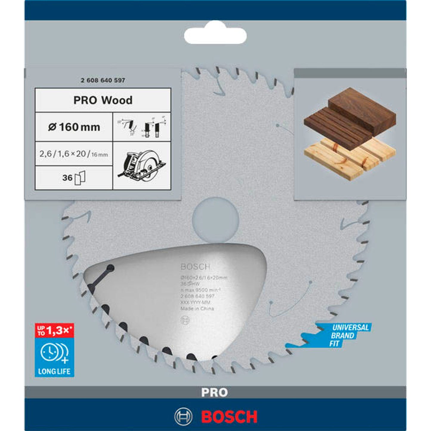 BOSCH PRO Wood Kreissägeblatt 160,0 mm, 36 Zähne | 2608640597