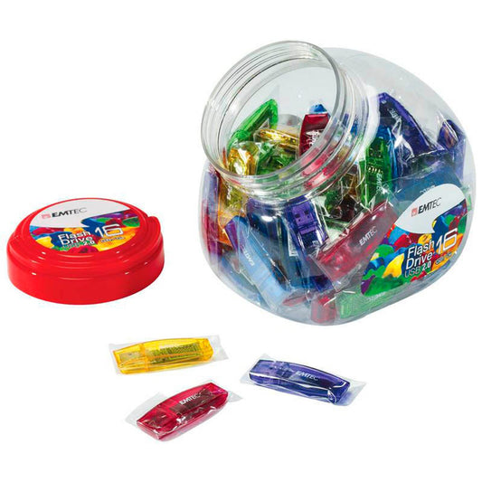 80 EMTEC USB-Sticks C410 Color Mix - Candy Jar 2.0 blau, gelb, grün, lila, rot