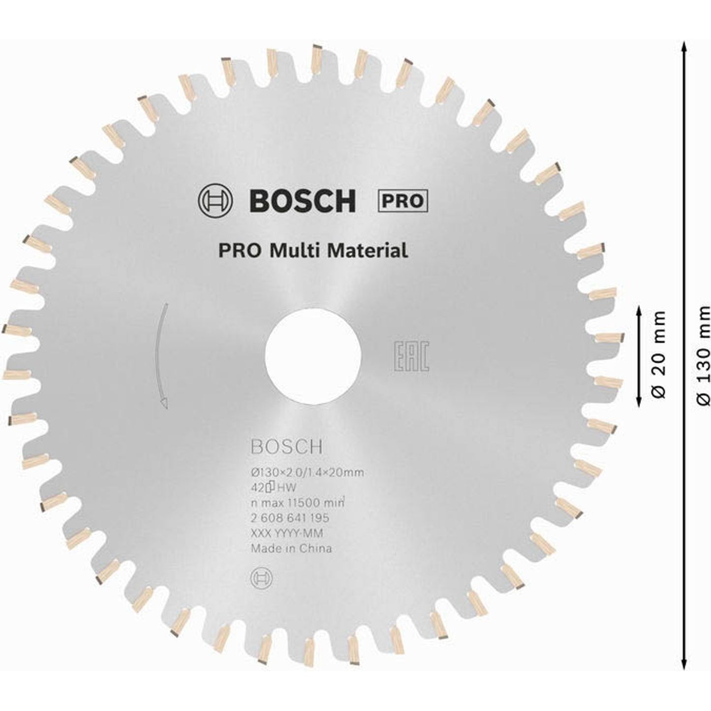BOSCH PRO Multi Material Kreissägeblatt 130,0 mm, 42 Zähne | 2608641195