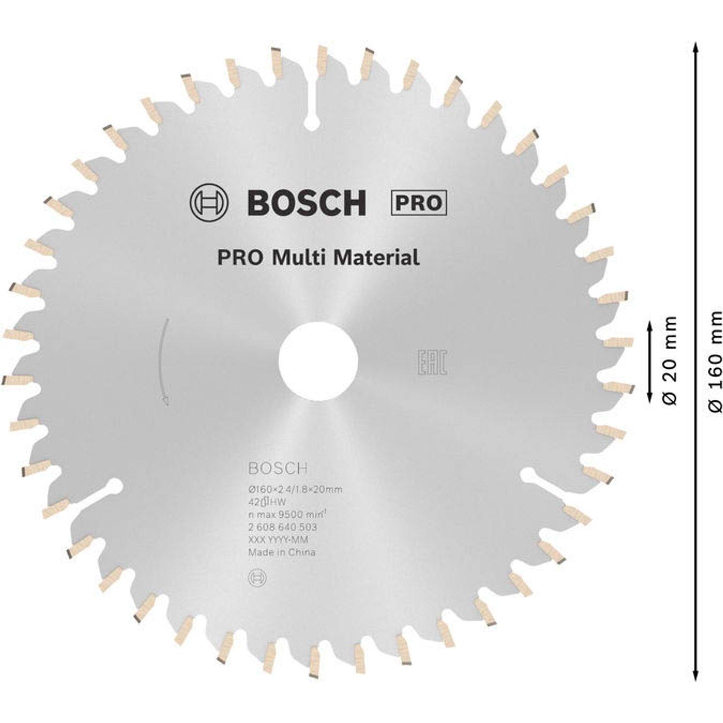 BOSCH PRO Multi Material Kreissägeblatt 160,0 mm, 42 Zähne | 2608640503
