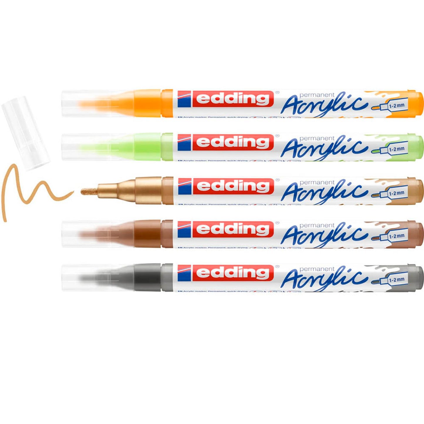 edding 5300 Acrylstifte farbsortiert 1,0 - 2,0 mm | 4-5300-5S-1 | 1 Pack = 5 St.