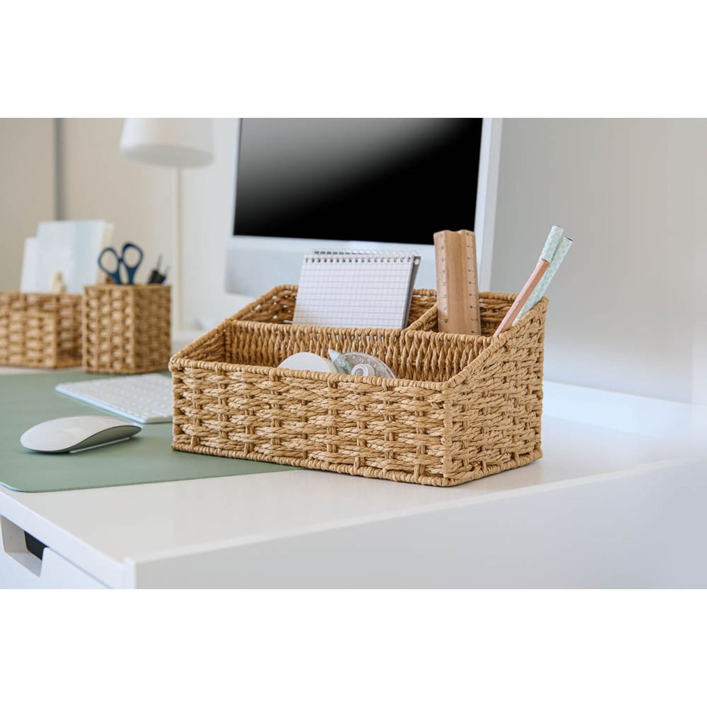 Zeller Schreibtisch-Organizer Papiergeflecht natur Papiergeflecht 3 Fächer 25,5 x 14,2 x 12,2 cm | 15213