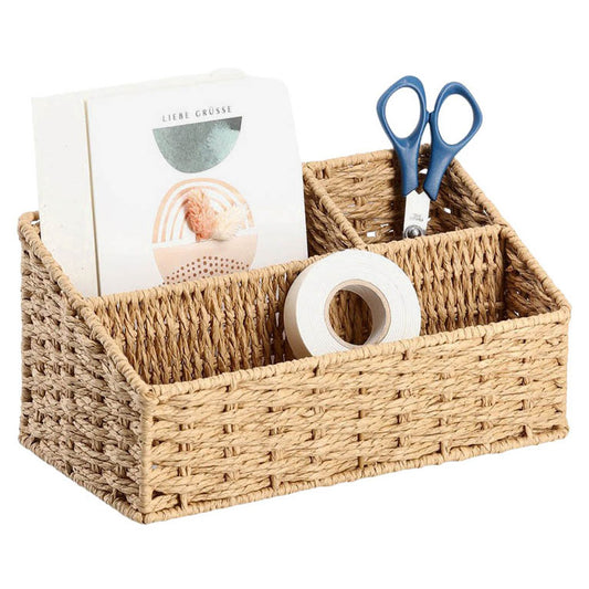 Zeller Schreibtisch-Organizer Papiergeflecht natur Papiergeflecht 3 Fächer 25,5 x 14,2 x 12,2 cm | 15213