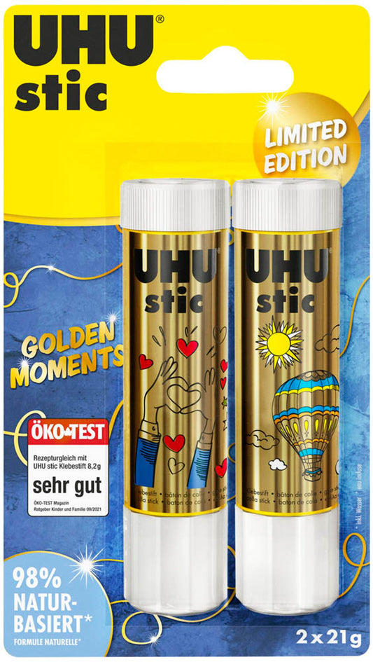 2 UHU stic GOLDEN MOMENTS Klebestifte