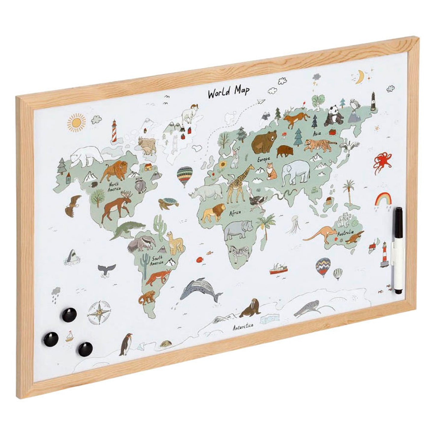 Zeller Whiteboard Weltkarte 60,0 x 40,0 cm natur, bunt Stahl | 11276
