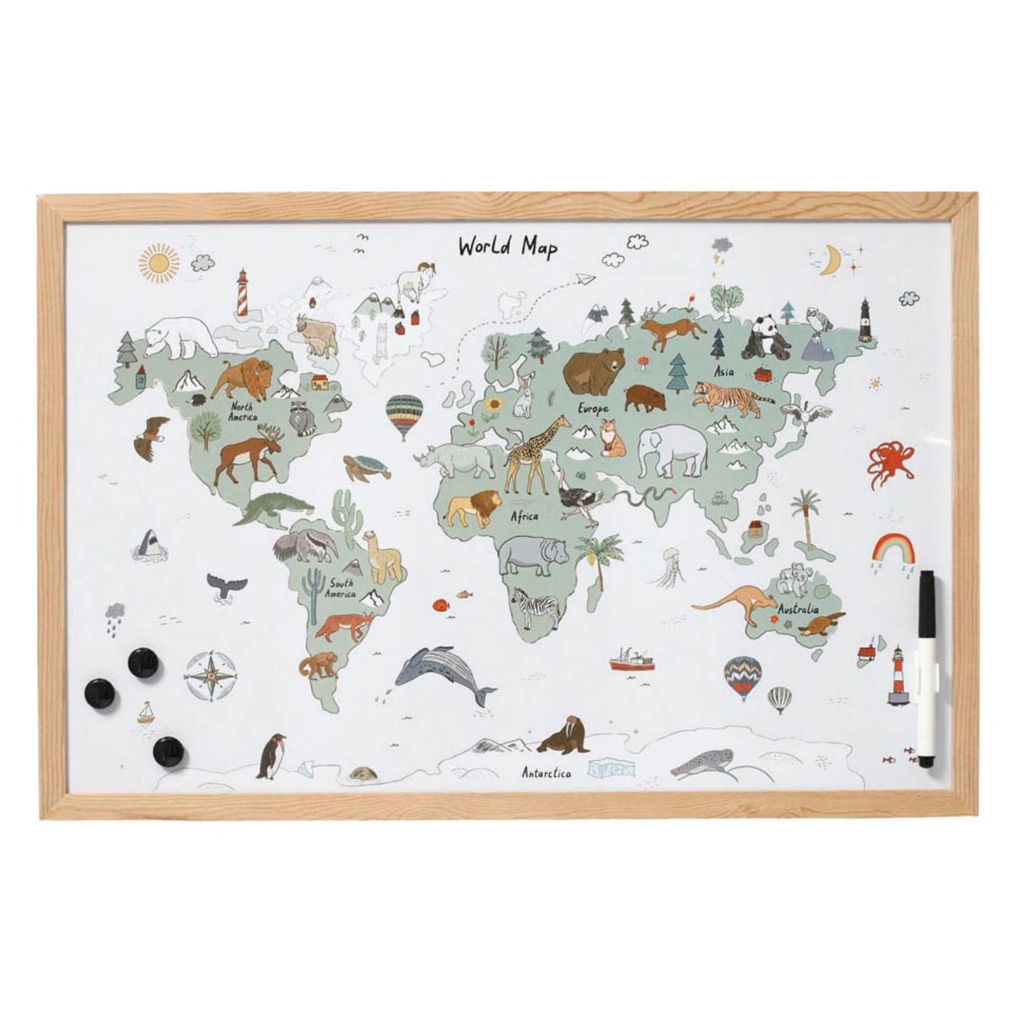 Zeller Whiteboard Weltkarte 60,0 x 40,0 cm natur, bunt Stahl | 11276