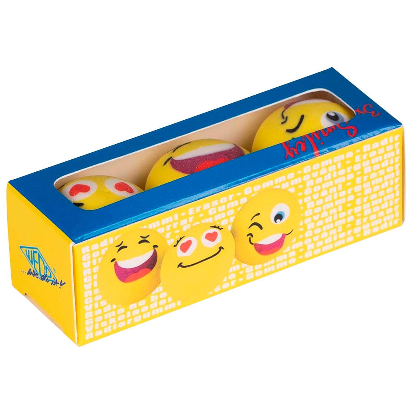 WEDO Radiergummi Smilie gelb | 5994199 | 1 Pack = 3 St.
