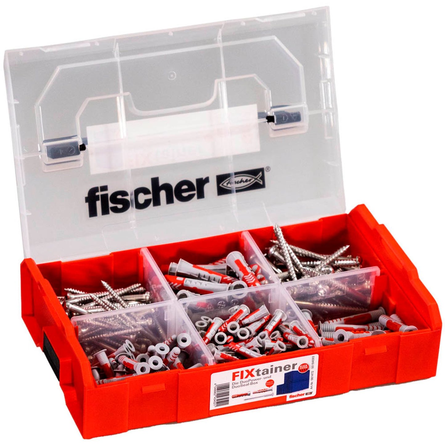 fischer FixTainer - DuoPower / DuoSeal + S Dübel- und Schrauben-Sortiment Ø 4,5/6/8/10 mm 30/38/48/60/70 mm | 561472 | 1 Pack = 275 St.