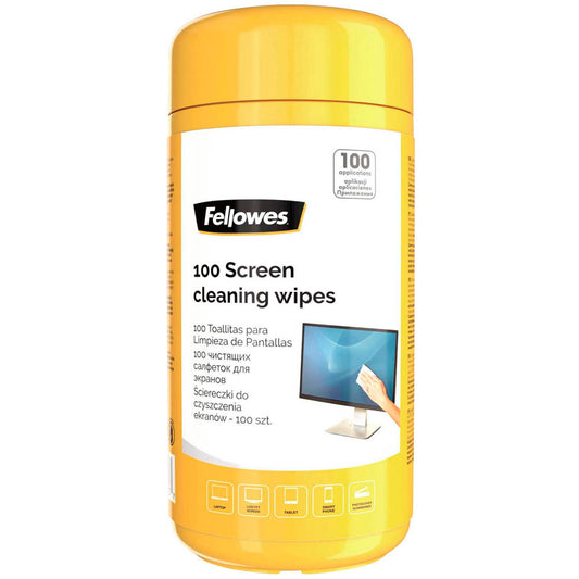 Fellowes Bildschirm-Reinigungstücher 1-lagig weiß, 100 Tücher | 9970311 | 1 Pack = 100 Tücher