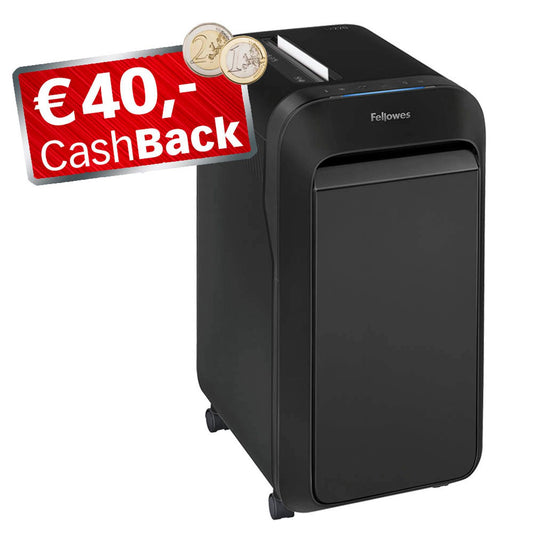 Fellowes AKTION: Powershred LX220 Aktenvernichter mit Partikelschnitt P-4, 4 x 12 mm, bis , schwarz mit CashBack | 5502601