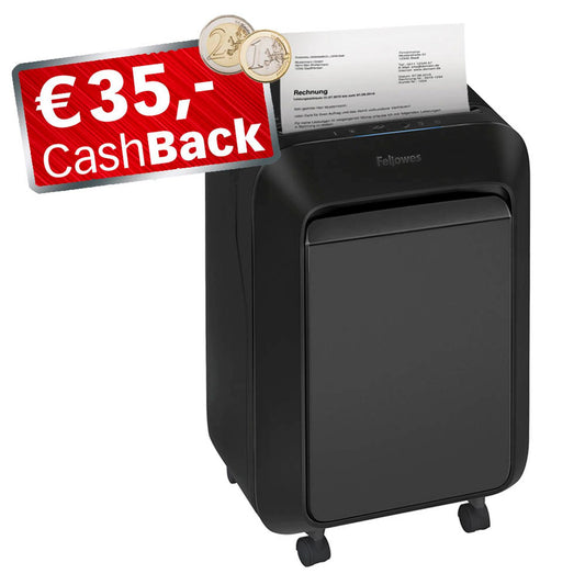 Fellowes AKTION: Powershred LX210 Aktenvernichter mit Partikelschnitt P-4, 4 x 12 mm, bis , schwarz mit CashBack | 5502501