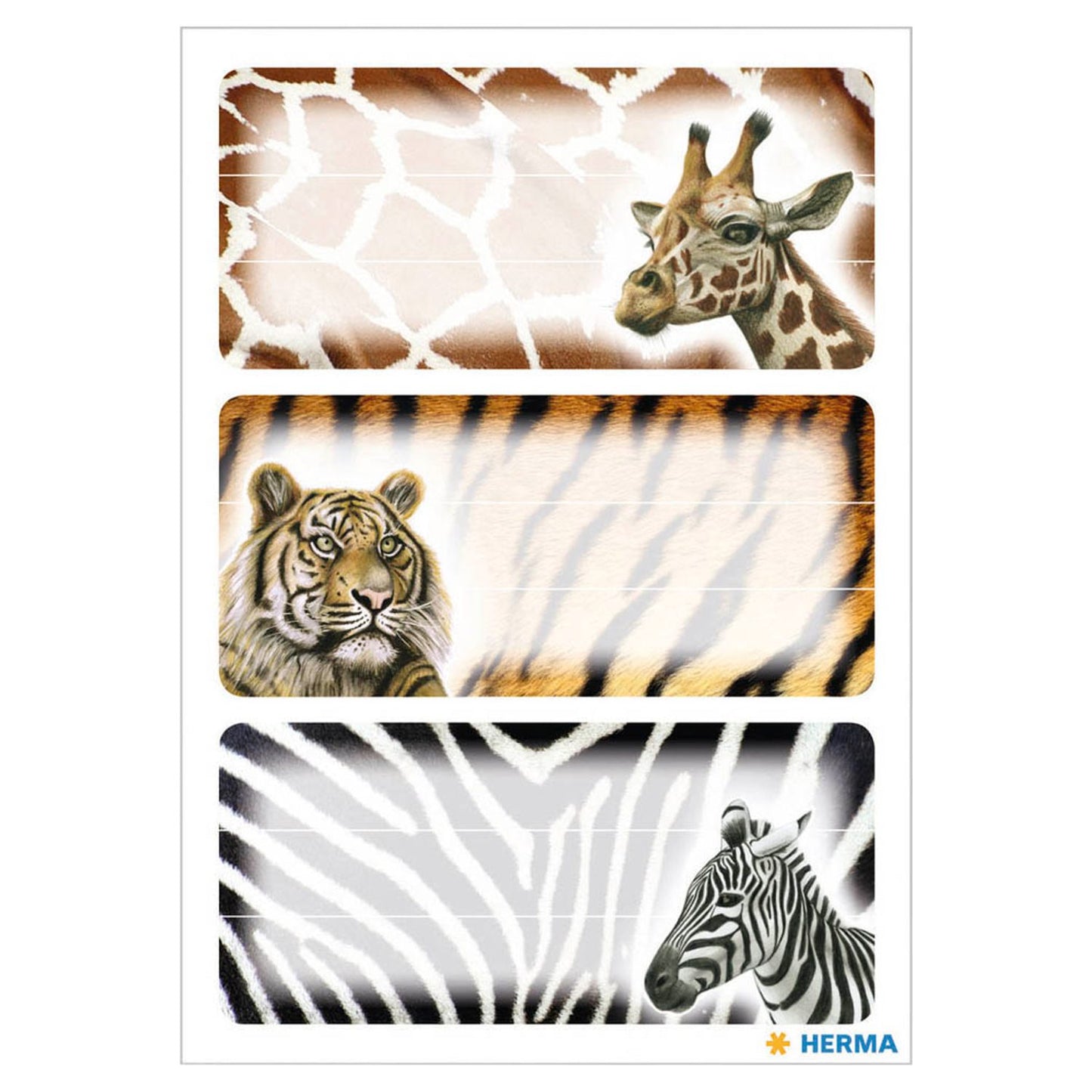 HERMA Schuletiketten Afrikanische Tiere, 9 Etiketten | 5877 | 1 Pack = 9 St.