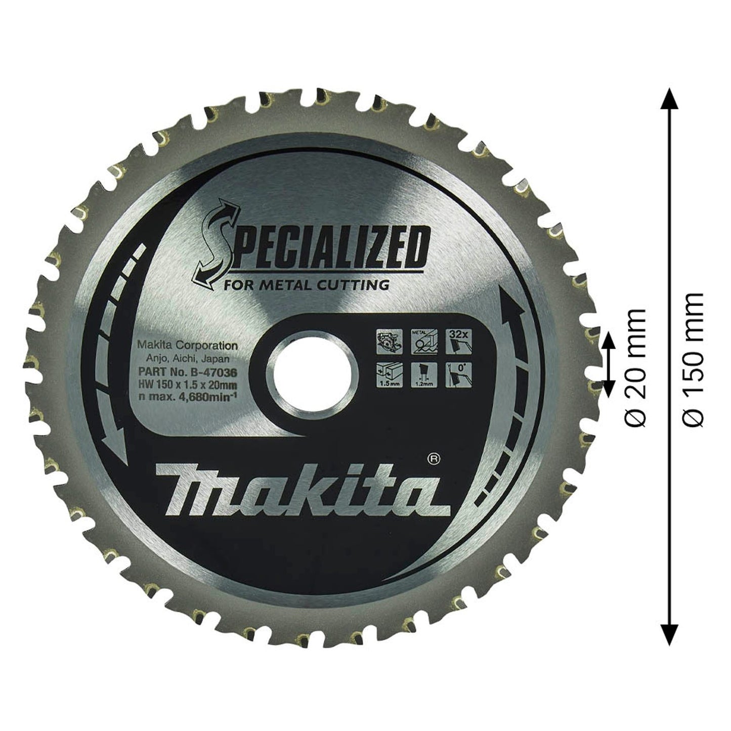 makita SPECIALIZED Kreissägeblatt 150,0 mm, 32 Zähne | B-47036
