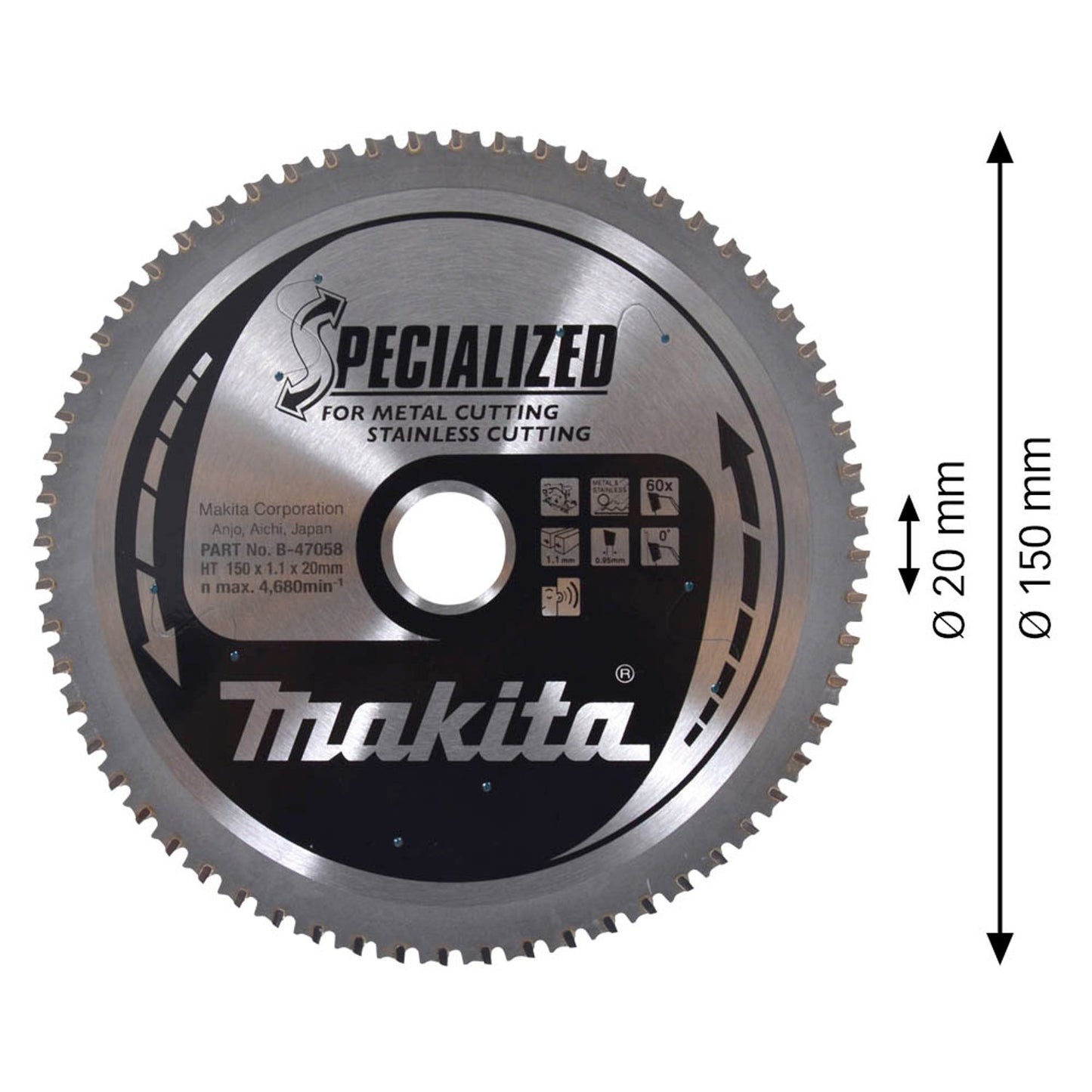 makita SPECIALIZED Kreissägeblatt 150,0 mm, 60 Zähne | B-47058