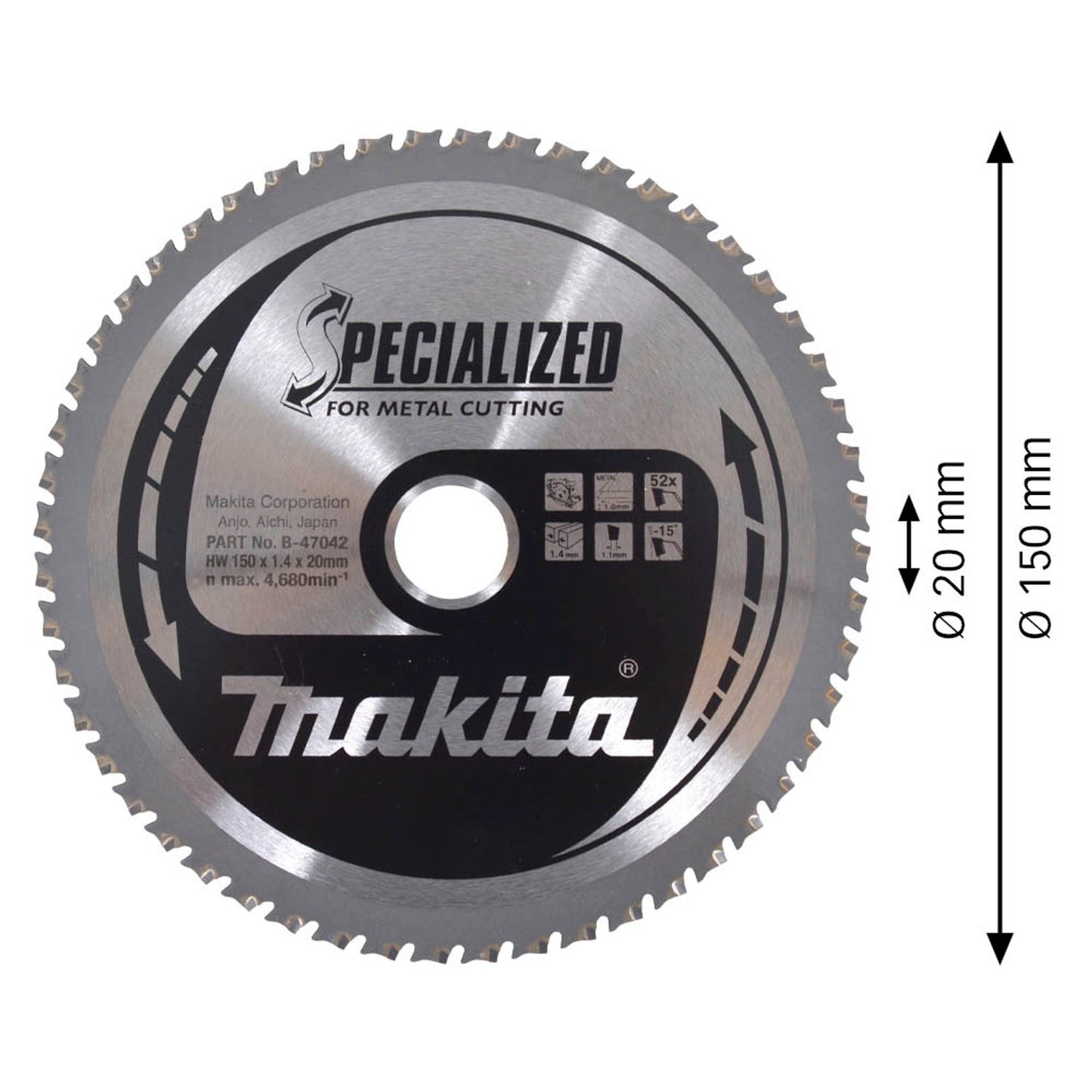 makita SPECIALIZED Kreissägeblatt 150,0 mm, 52 Zähne | B-47042