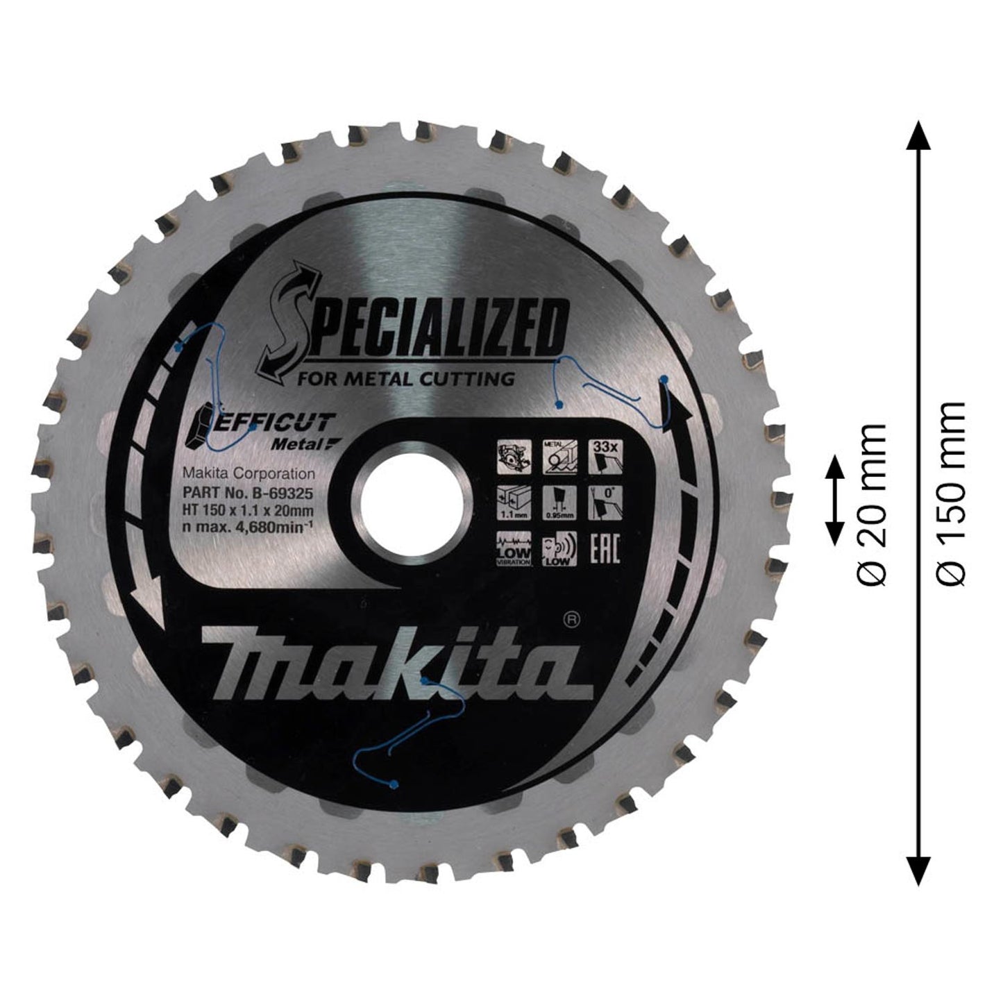 makita , EFFICUT Kreissägeblatt 150,0 mm, 33 Zähne | B-69325