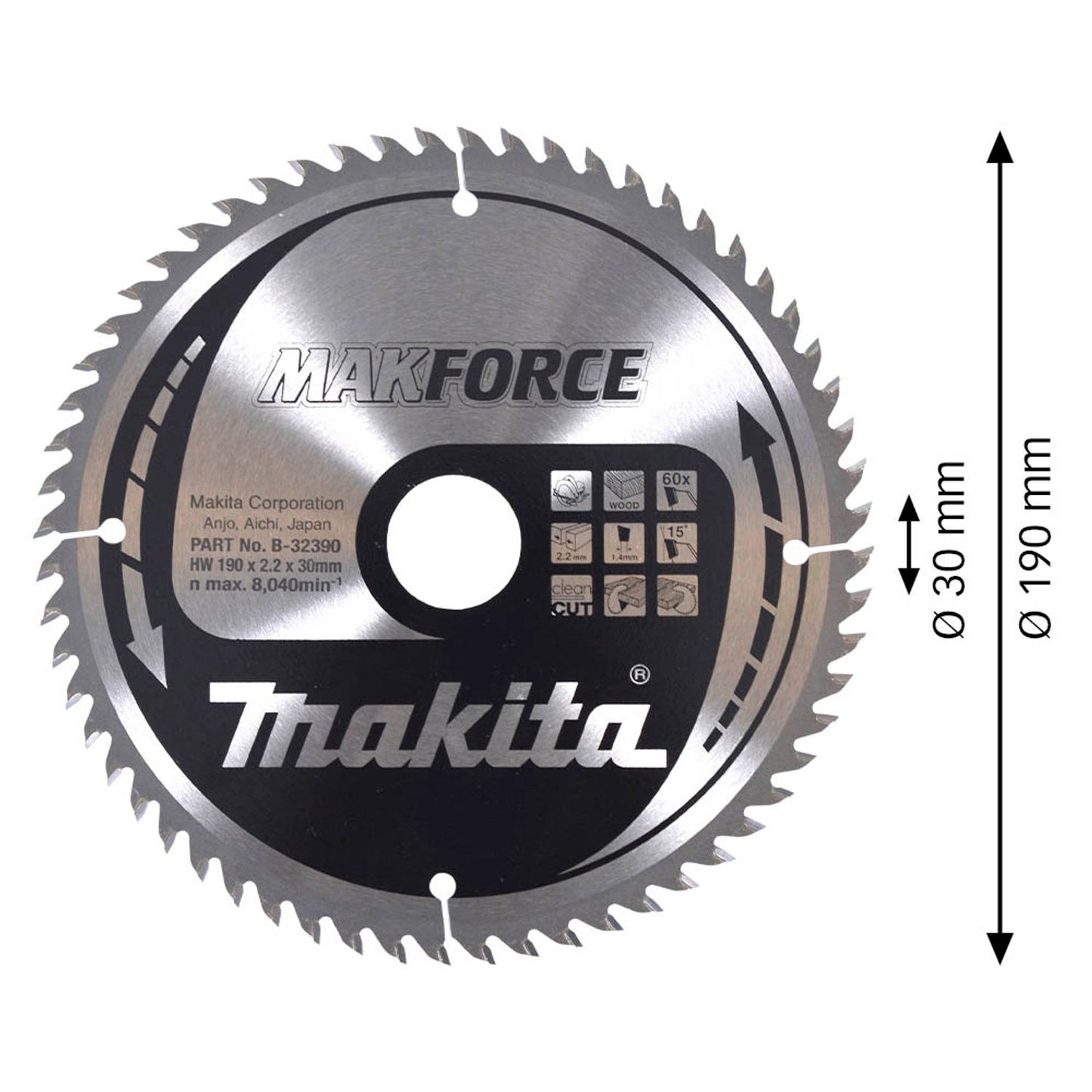 makita MAKFORCE Kreissägeblatt 190,0 mm, 60 Zähne | B-32390