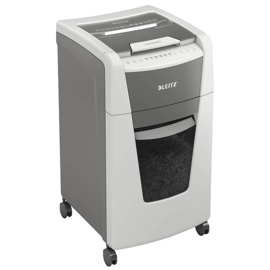 LEITZ IQ Autofeed Small Office 300 Aktenvernichter mit Partikelschnitt P-4, 4 x 26 mm, bis , weiß | 80150000