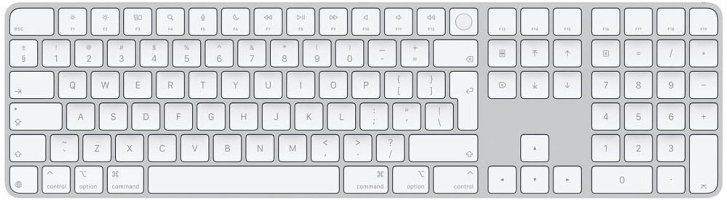 Apple Magic Keyboard (2024) mit Ziffernblock und Touch ID Tastatur kabellos , silber