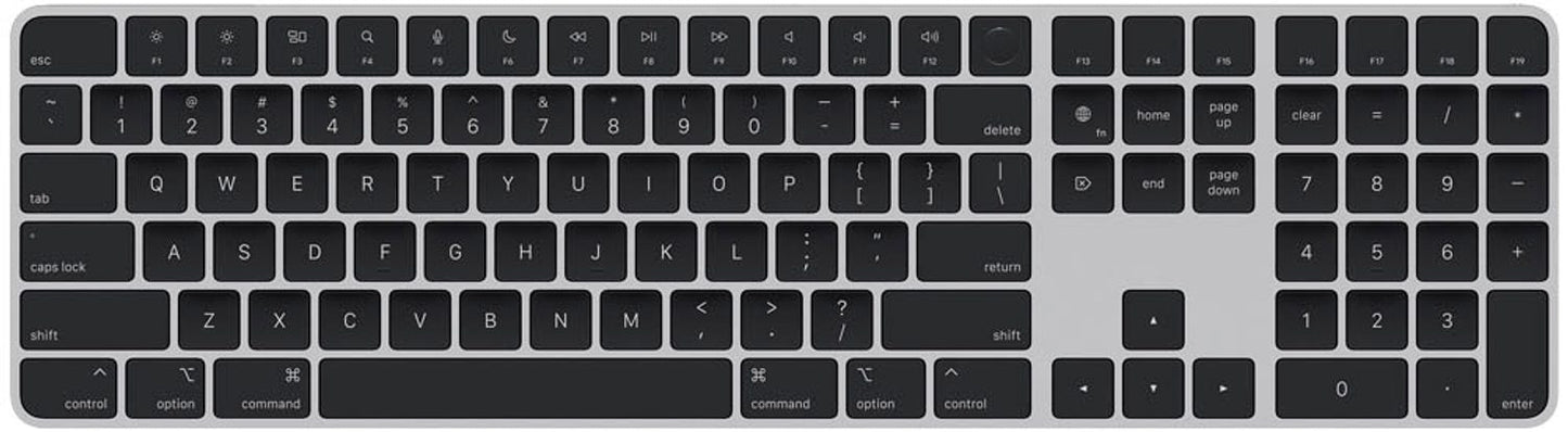Apple Magic Keyboard (2024) mit Ziffernblock und Touch ID Tastatur kabellos , silber