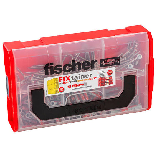 fischer FixTainer - DuoPower Elektriker 2K Dübel- und Schrauben-Sortiment Ø 4,5/5/6/8 mm 30/40/55 mm | 535970 | 1 Pack = 300 St.