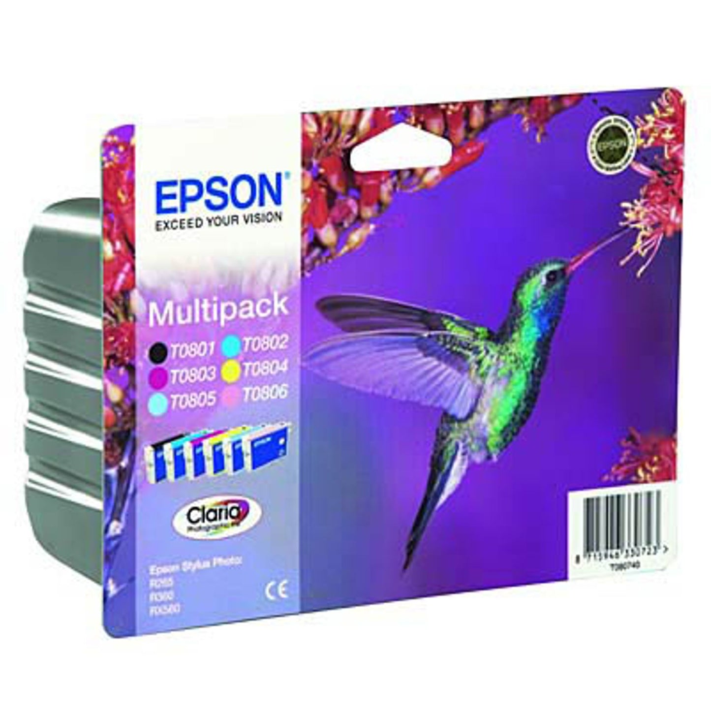 EPSON T0807 schwarz, cyan, magenta, gelb, light cyan, light magenta Druckerpatronen, 6er-Set | C13T08074011 | 1 Pack = 6 St.
