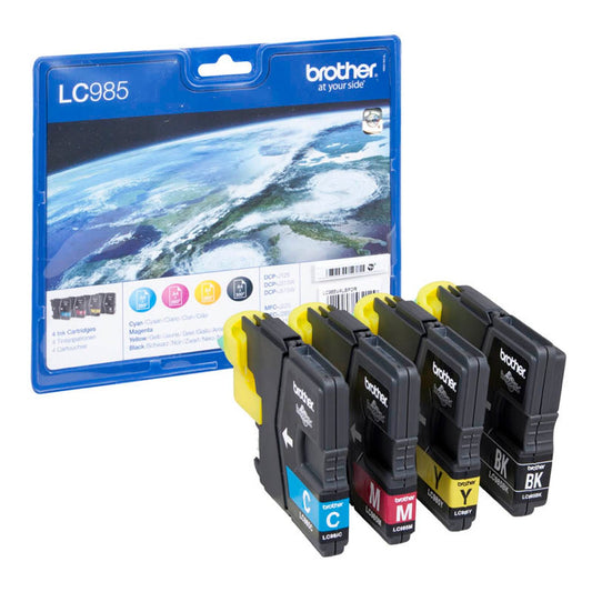 brother LC-985BK/C/M/Y schwarz, cyan, magenta, gelb Druckerpatronen, 4er-Set | LC985VALBP | 1 Pack = 4 St.