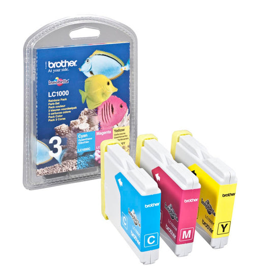 brother LC-1000C/M/Y cyan, magenta, gelb Druckerpatronen, 3er-Set | LC1000RBWBP | 1 Pack = 3 St.