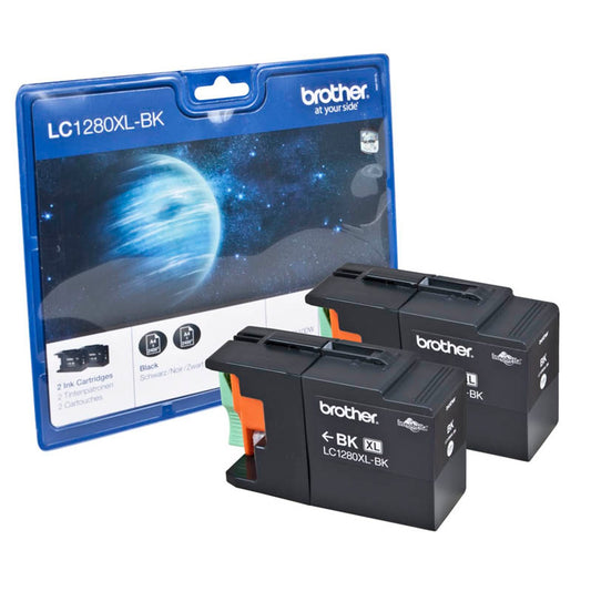 brother LC-1280XLBK schwarz Druckerpatronen, 2er-Set | LC1280XLBKBP2 | 1 Pack = 2 St.
