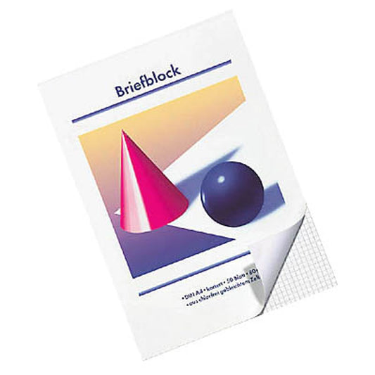 neutral Briefblöcke Kugel und Kegel ungelocht DIN A4 kariert | 25967 | 1 Pack = 10 Blöcke