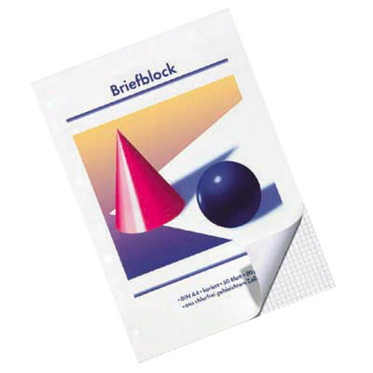 neutral Briefblöcke Kugel und Kegel gelocht DIN A4 kariert | 26007 | 1 Pack = 10 Blöcke
