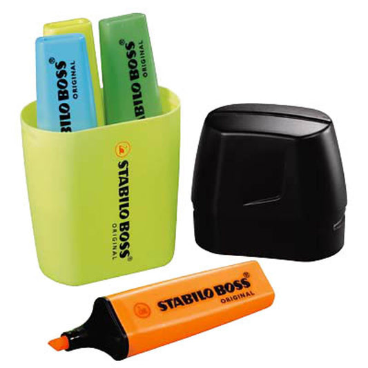 STABILO BOSS ORIGINAL Textmarker farbsortiert | 7004-3 | 1 Pack = 4 St.