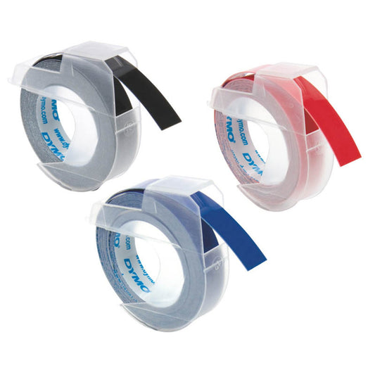 DYMO Prägebänder 3D 13151 , 9 mm farbig sortiert | S0847750 | 1 Aktionspack = 3 St.