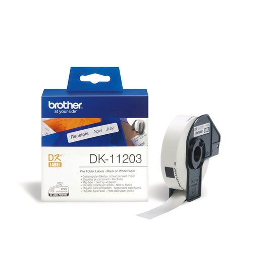 brother Etikettenrolle für Etikettendrucker weiß, 17,0 x 87,0 mm, 1 x 300 Etiketten | DK11203 | 1 Pack = 300 Etiketten