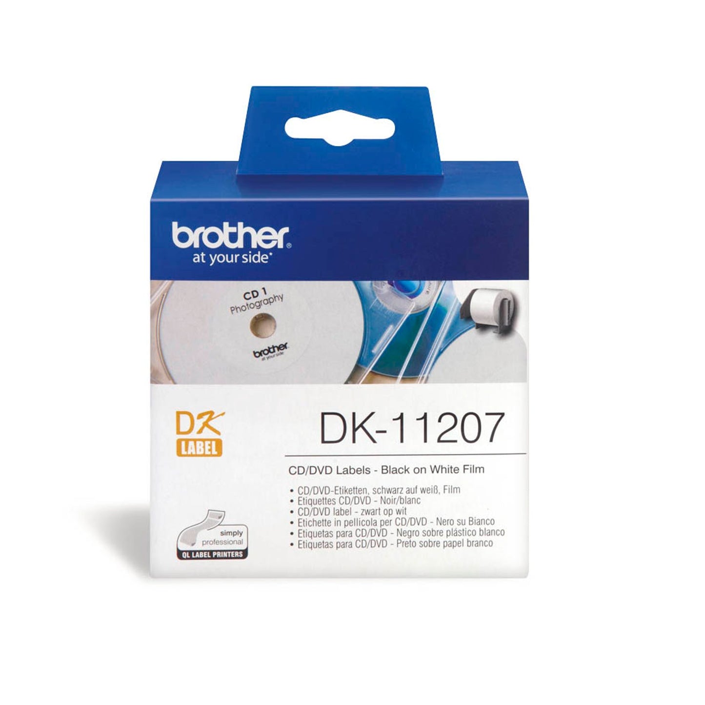 brother Etikettenrolle für Etikettendrucker weiß, Ø 58,0 mm, 1 x 100 Etiketten | DK11207 | 1 Pack = 100 Etiketten