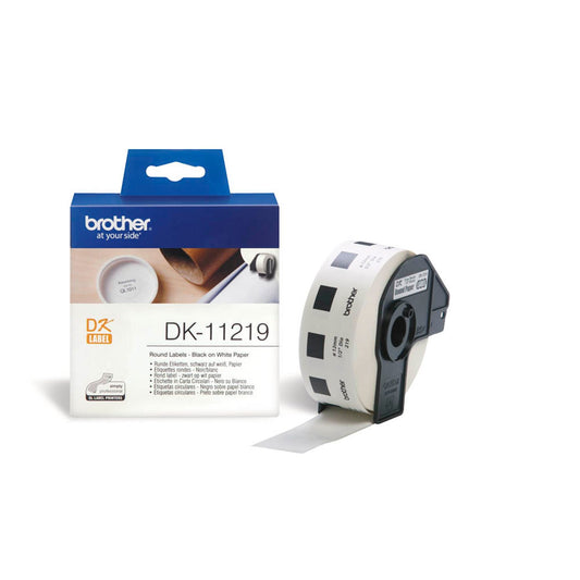 brother Etikettenrolle für Etikettendrucker weiß, Ø 12,0 mm, 1 x 1.200 Etiketten | DK11219 | 1 Pack = 1.200 Etiketten