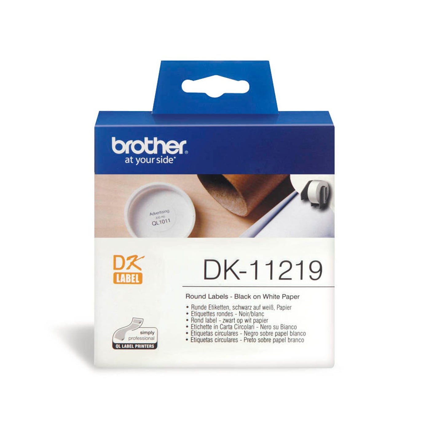 brother Etikettenrolle für Etikettendrucker weiß, Ø 12,0 mm, 1 x 1.200 Etiketten | DK11219 | 1 Pack = 1.200 Etiketten