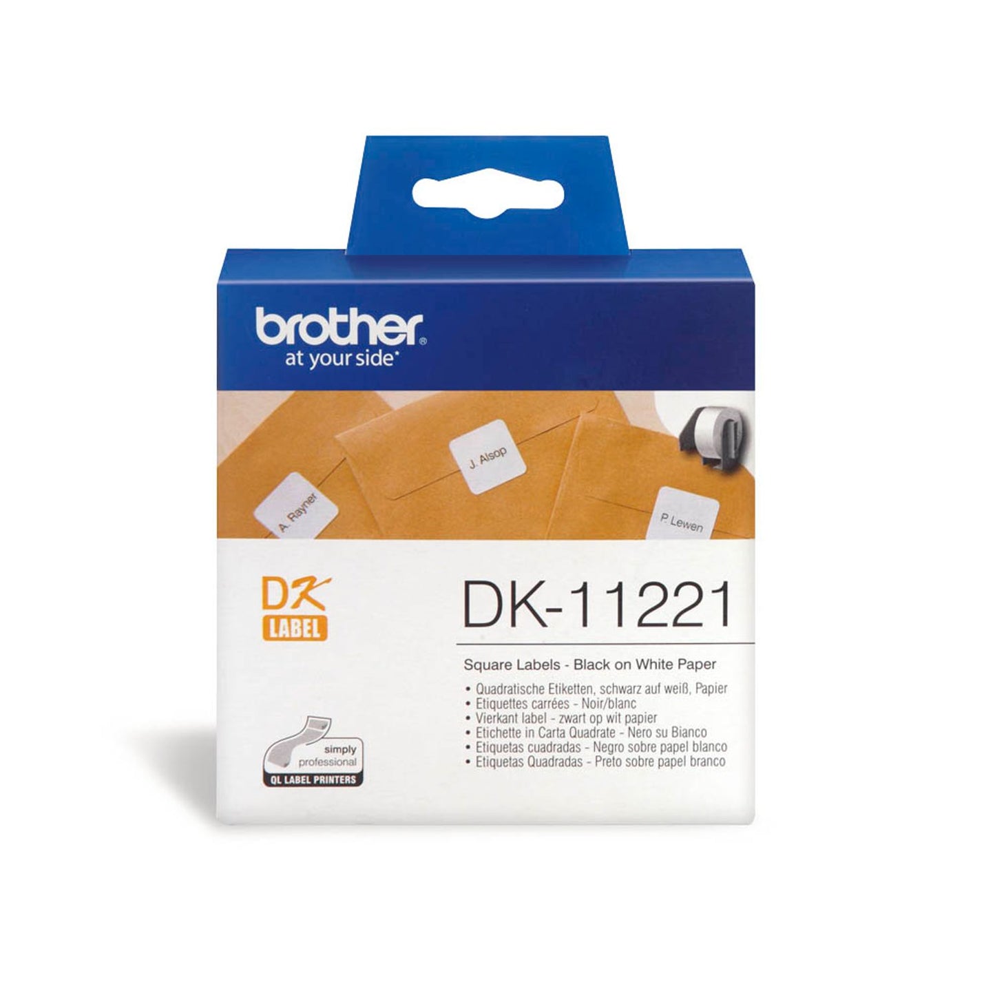 brother Etikettenrolle für Etikettendrucker weiß, 23,0 x 23,0 mm, 1 x 1.000 Etiketten | DK11221 | 1 Pack = 1.000 Etiketten