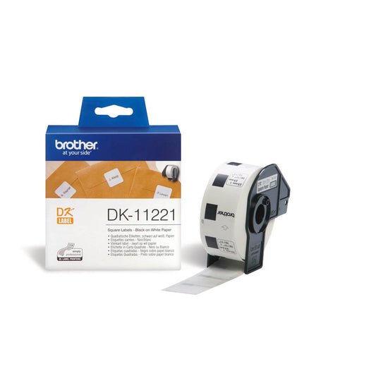 brother Etikettenrolle für Etikettendrucker weiß, 23,0 x 23,0 mm, 1 x 1.000 Etiketten | DK11221 | 1 Pack = 1.000 Etiketten
