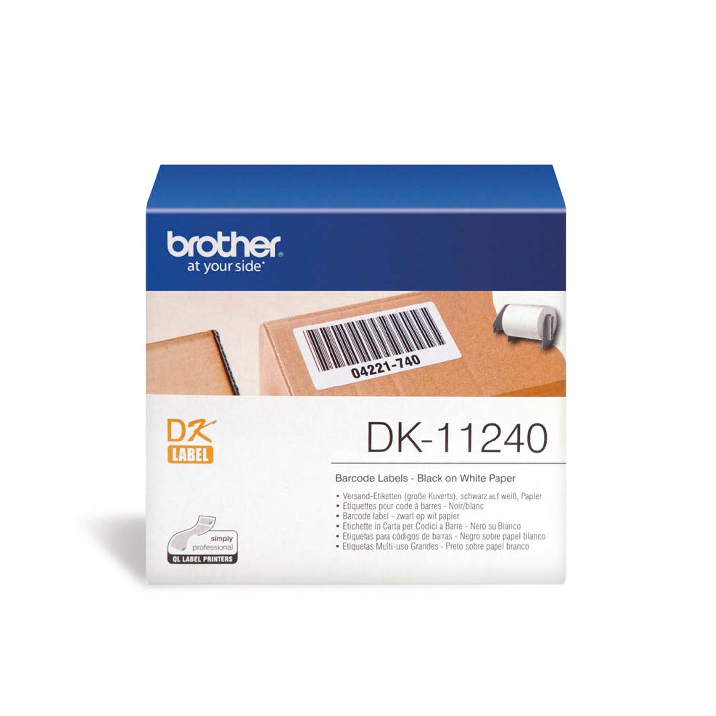 brother Etikettenrolle für Etikettendrucker weiß, 102,0 x 51,0 mm, 1 x 600 Etiketten | DK11240 | 1 Pack = 600 Etiketten