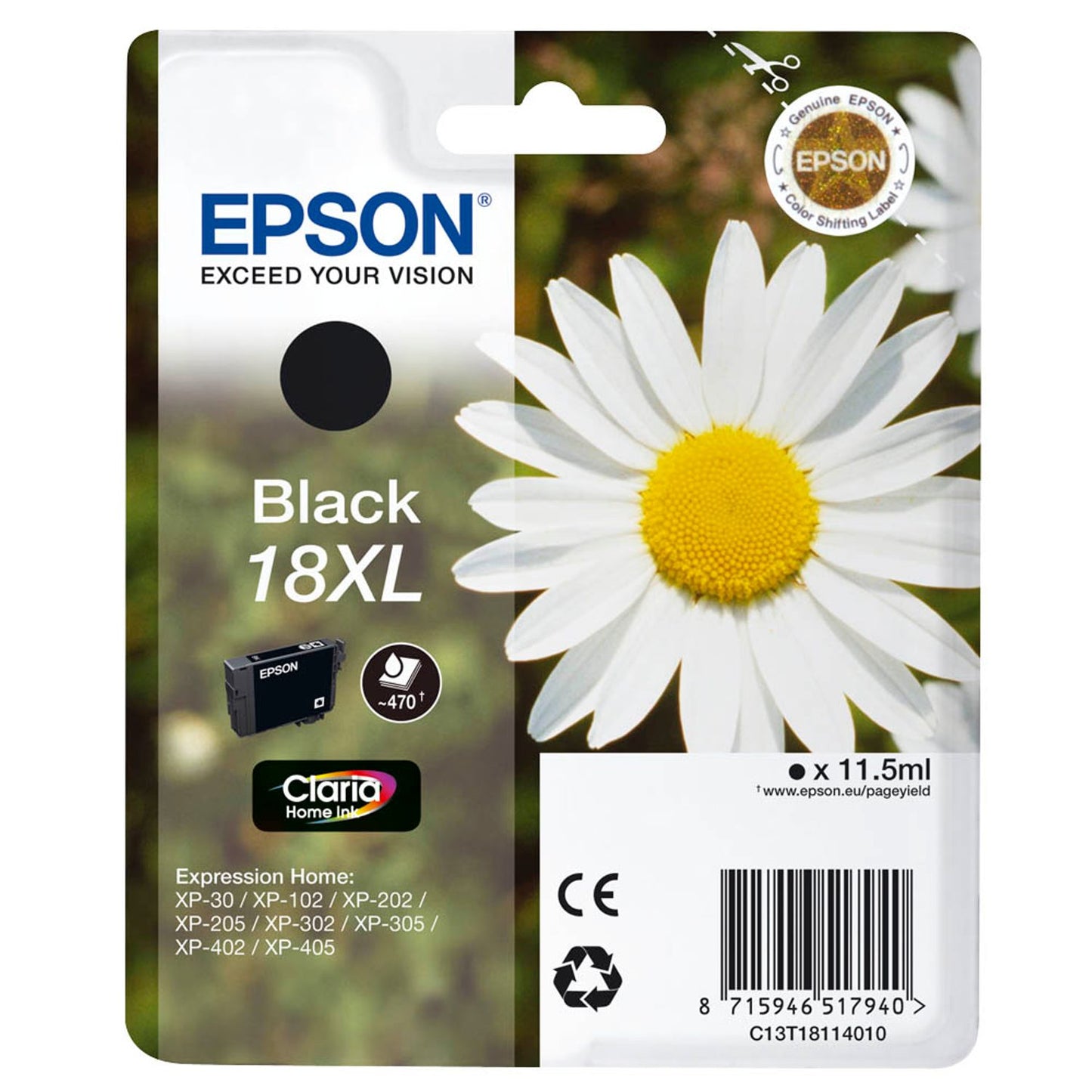 EPSON 18XL / T1811XL schwarz Druckerpatrone | C13T18114012