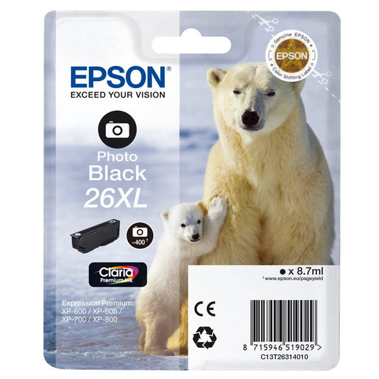 EPSON 26XL / T2631XL Foto schwarz Druckerpatrone | C13T26314012