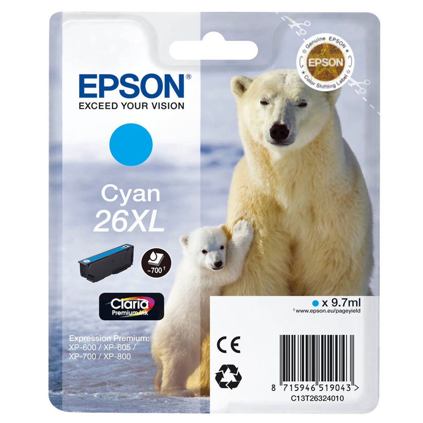 EPSON 26 XL / T2632 XL cyan Druckerpatrone | C13T26324012