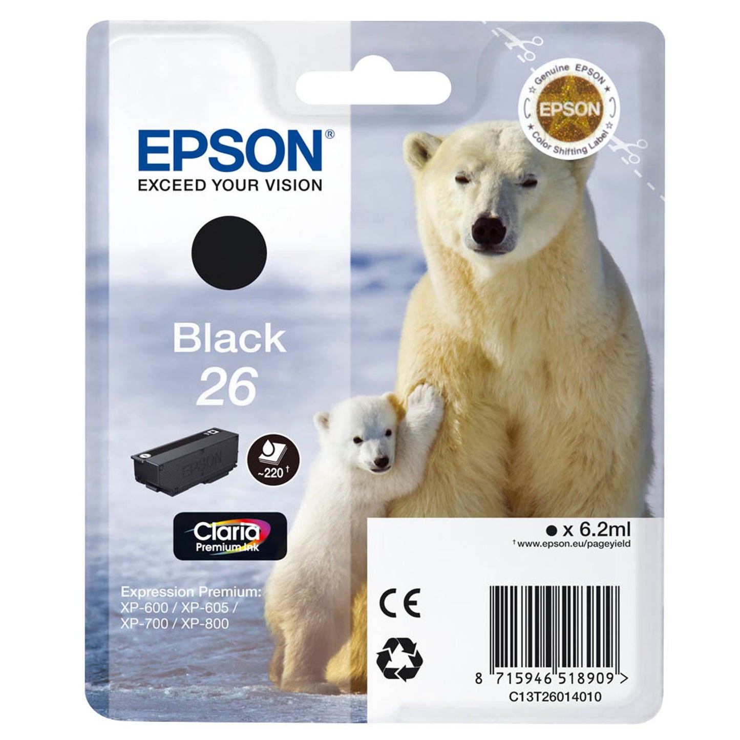 EPSON 26 / T2601 schwarz Druckerpatrone | C13T26014012