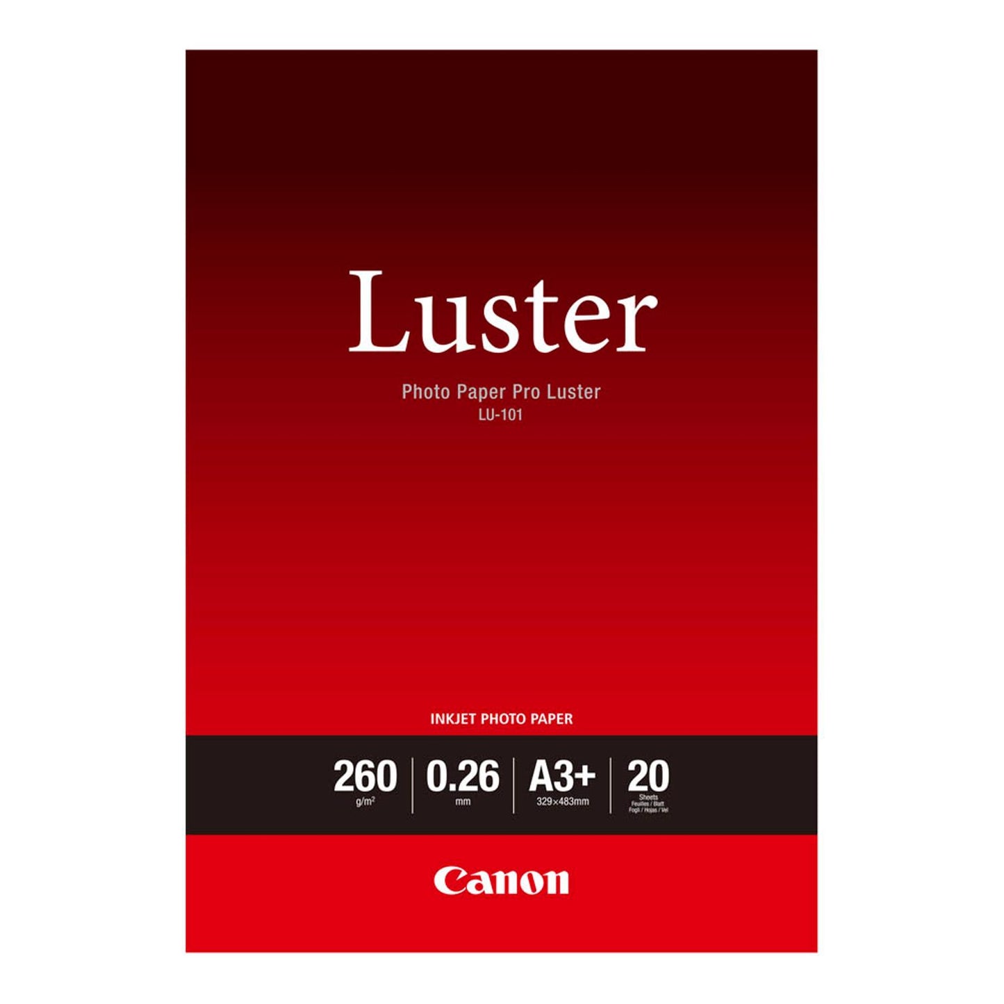 Canon Fotopapier LU-101 A3+ DIN A3+ hochglänzend 260 g/qm | 6211B008 | 1 Pack = 20 Blatt