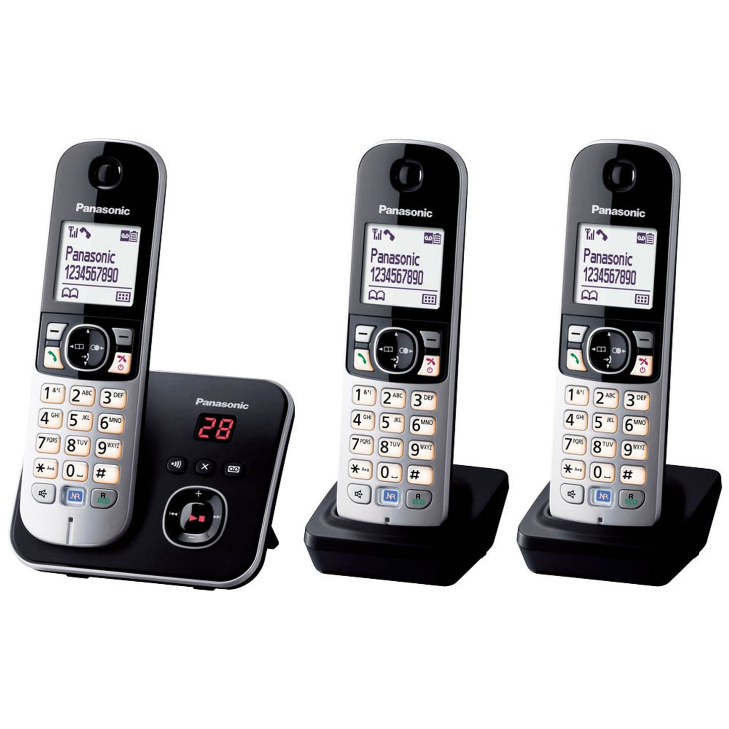 Panasonic Schnurloses Telefon-Set mit Anrufbeantworter schwarz-silber | KX-TG6823GB