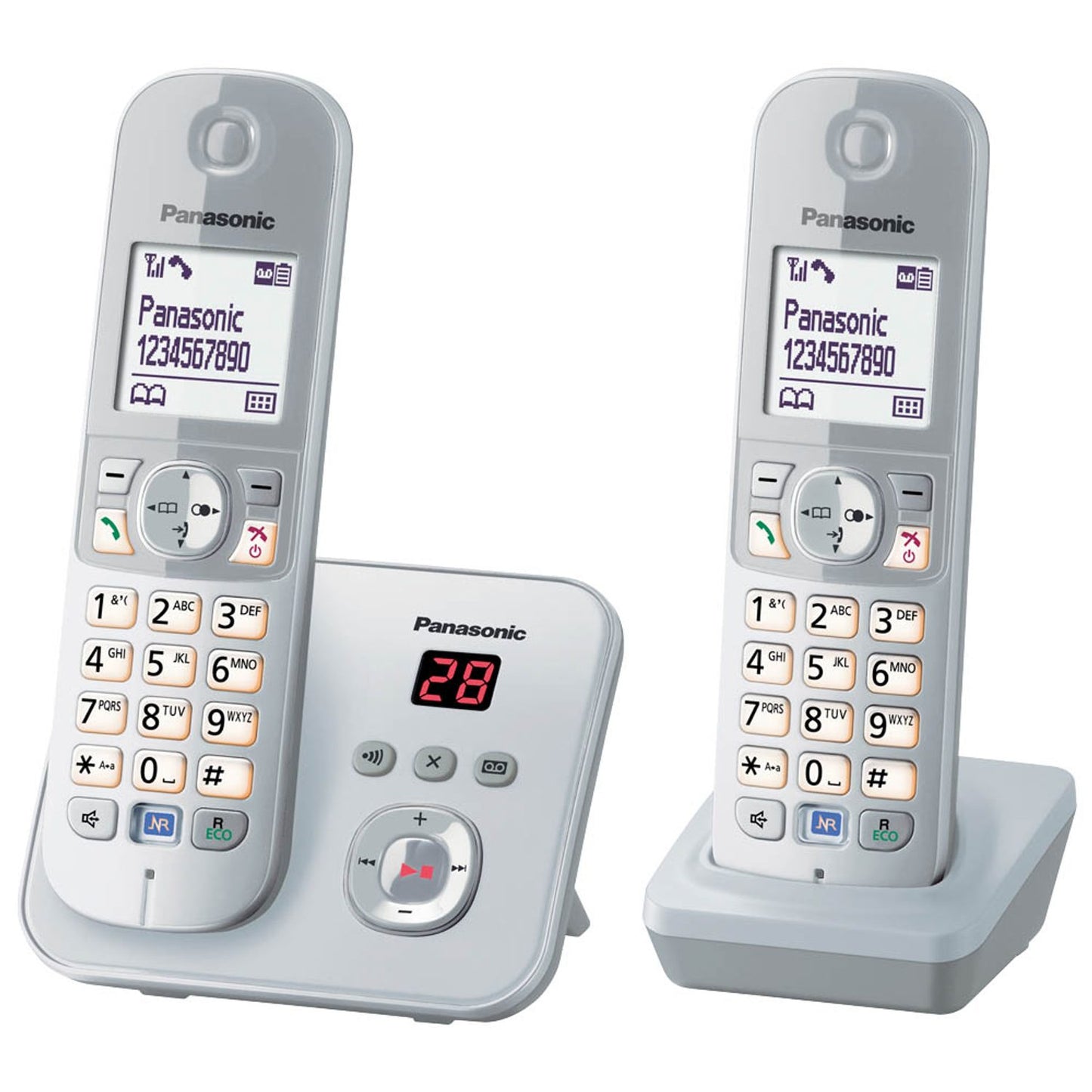 Panasonic Schnurloses Telefon-Set mit Anrufbeantworter silber | KX-TG6822GS