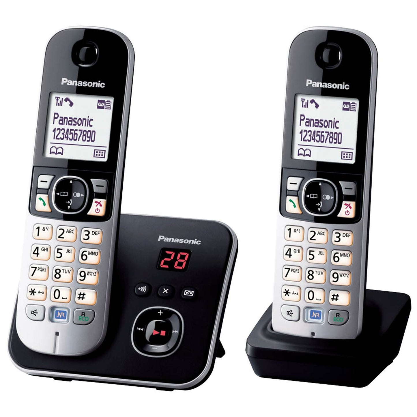 Panasonic Schnurloses Telefon-Set mit Anrufbeantworter schwarz-silber | KX-TG6822GB