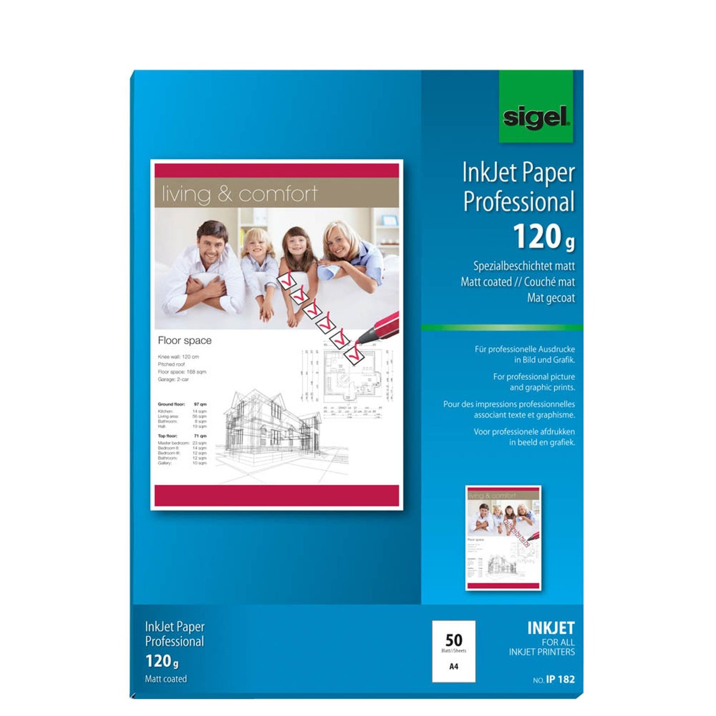 SIGEL Fotopapier DIN A4 matt 120 g/qm | IP182 | 1 Pack = 50 Blatt