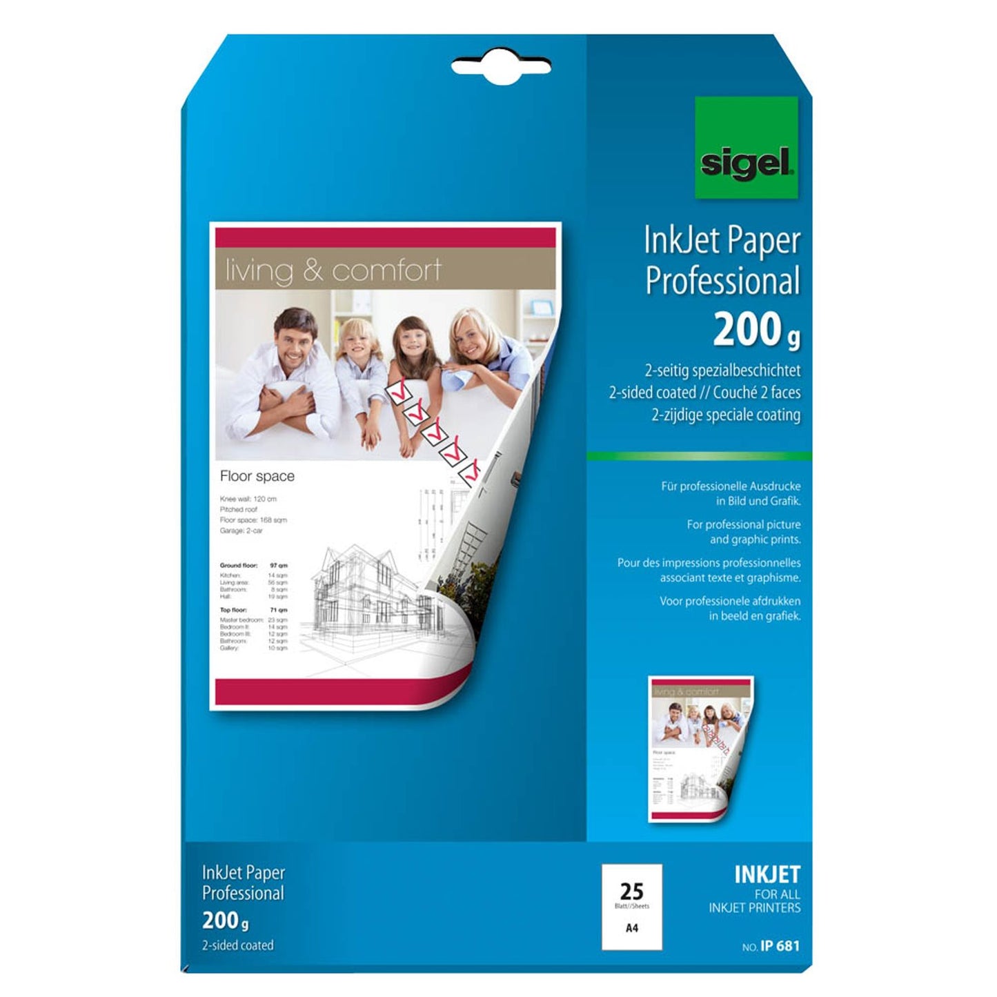 SIGEL Fotopapier DIN A4 matt 200 g/qm | IP681 | 1 Pack = 25 Blatt
